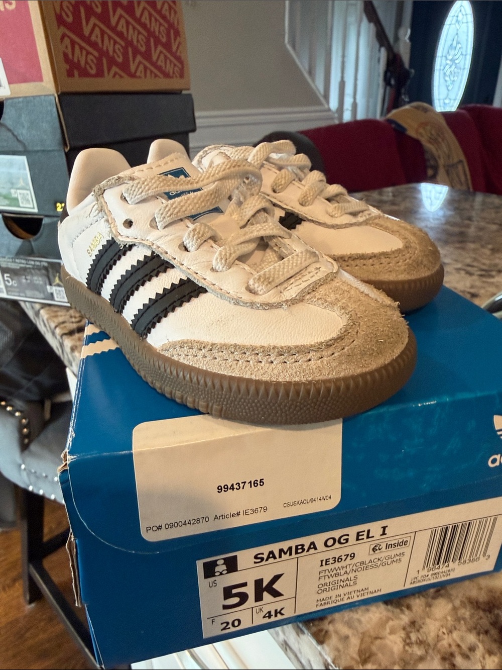 adidas White, Black & Gum Samba toddler Sneakers